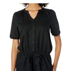Goodthreads Black Button Down Short Sleeve Shorts Romper Size 18